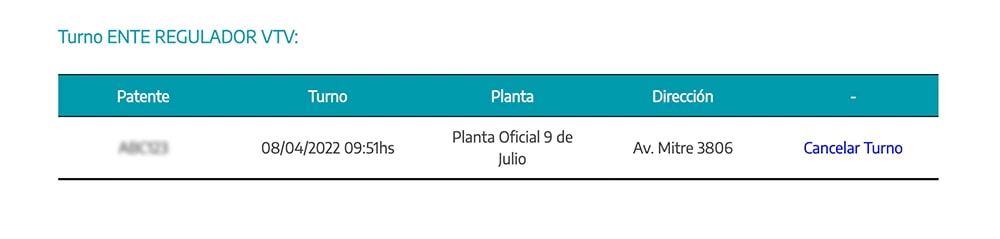 PEDIR CAMBIO DE TURNO VTV Ciudadela